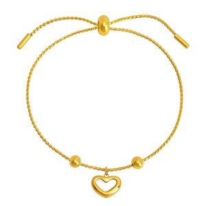 Gold Adjustable Heart Charm Bracelet